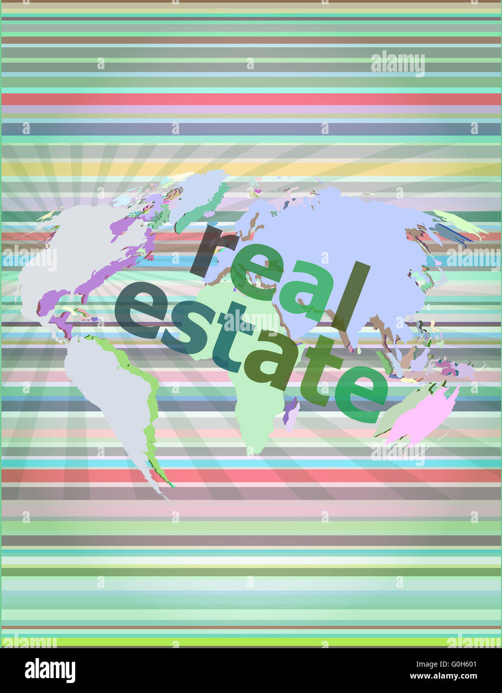 real estate text on touch screen vector illustration Stock Photo