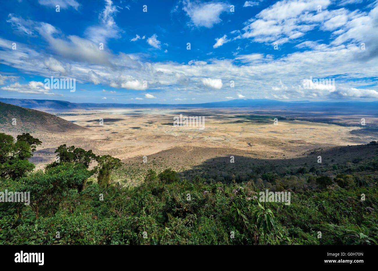 view from the rim into the Ngorongoro crater, Ngorongoro Conservation Area, UNESCO world heritage site, Tanzania, Africa Stock Photo