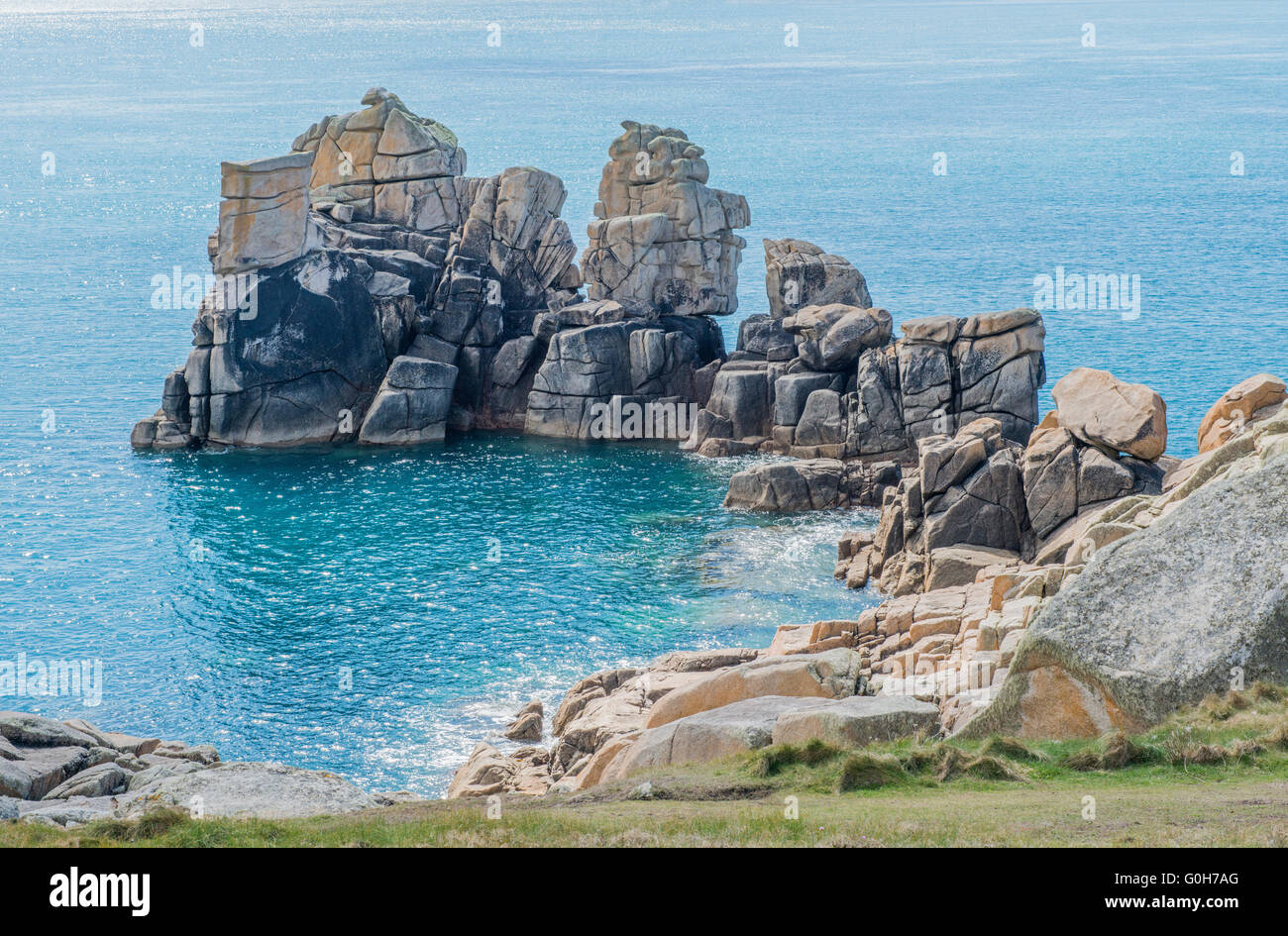 Camel shaped granite rock formation off Peninnis Head on St Marys in the Isles of Scilly, Cornwall, England Stock Photo