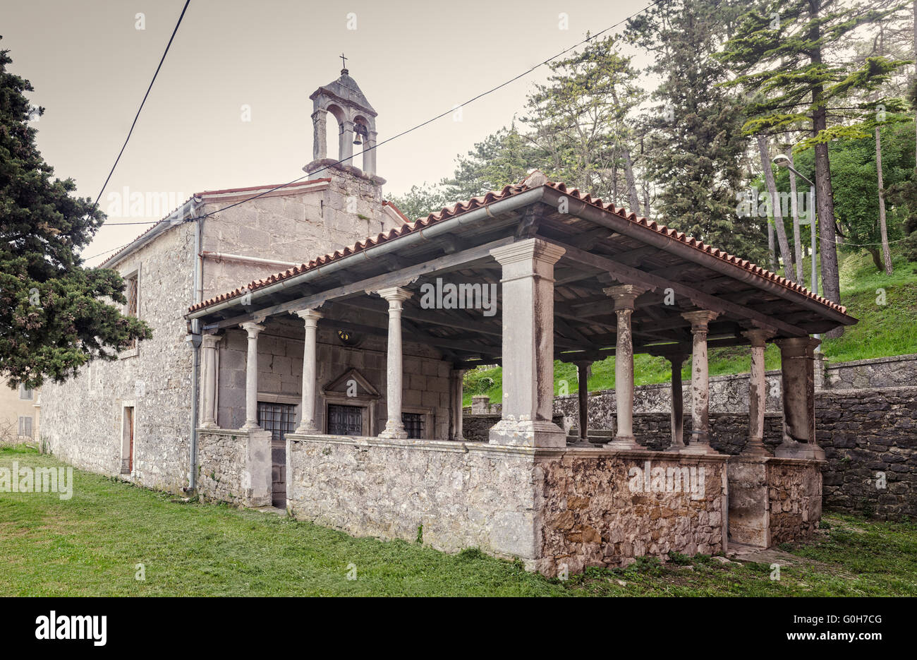 View of a little church in Labin, little town in Istria, Croatia Stock Photo