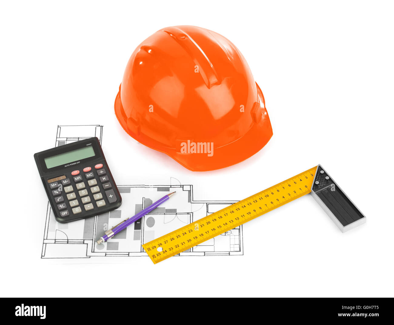 house-plan-and-helmet-stock-photo-alamy