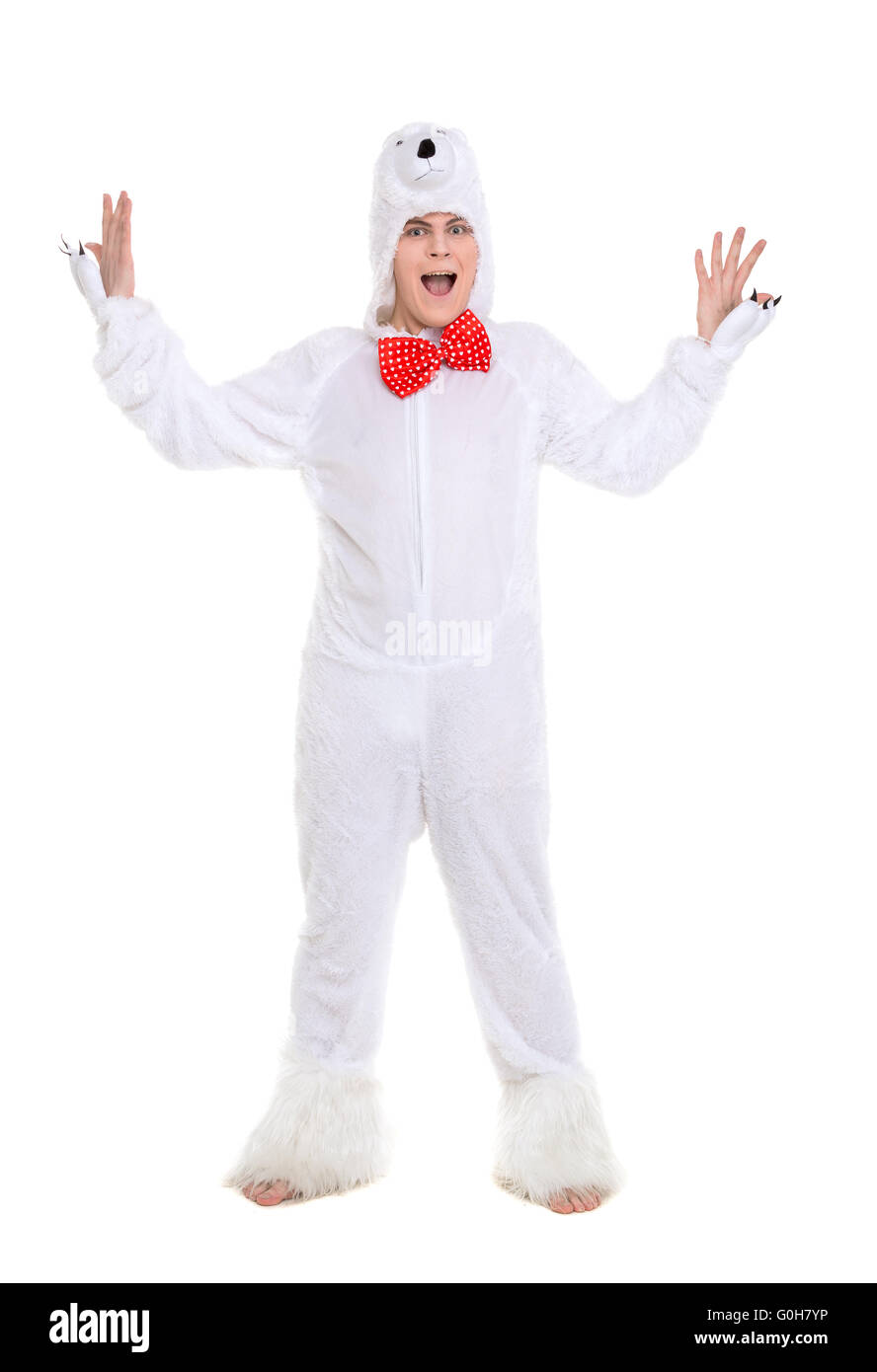 Actor Dressed as Polar Bear Stock Photo