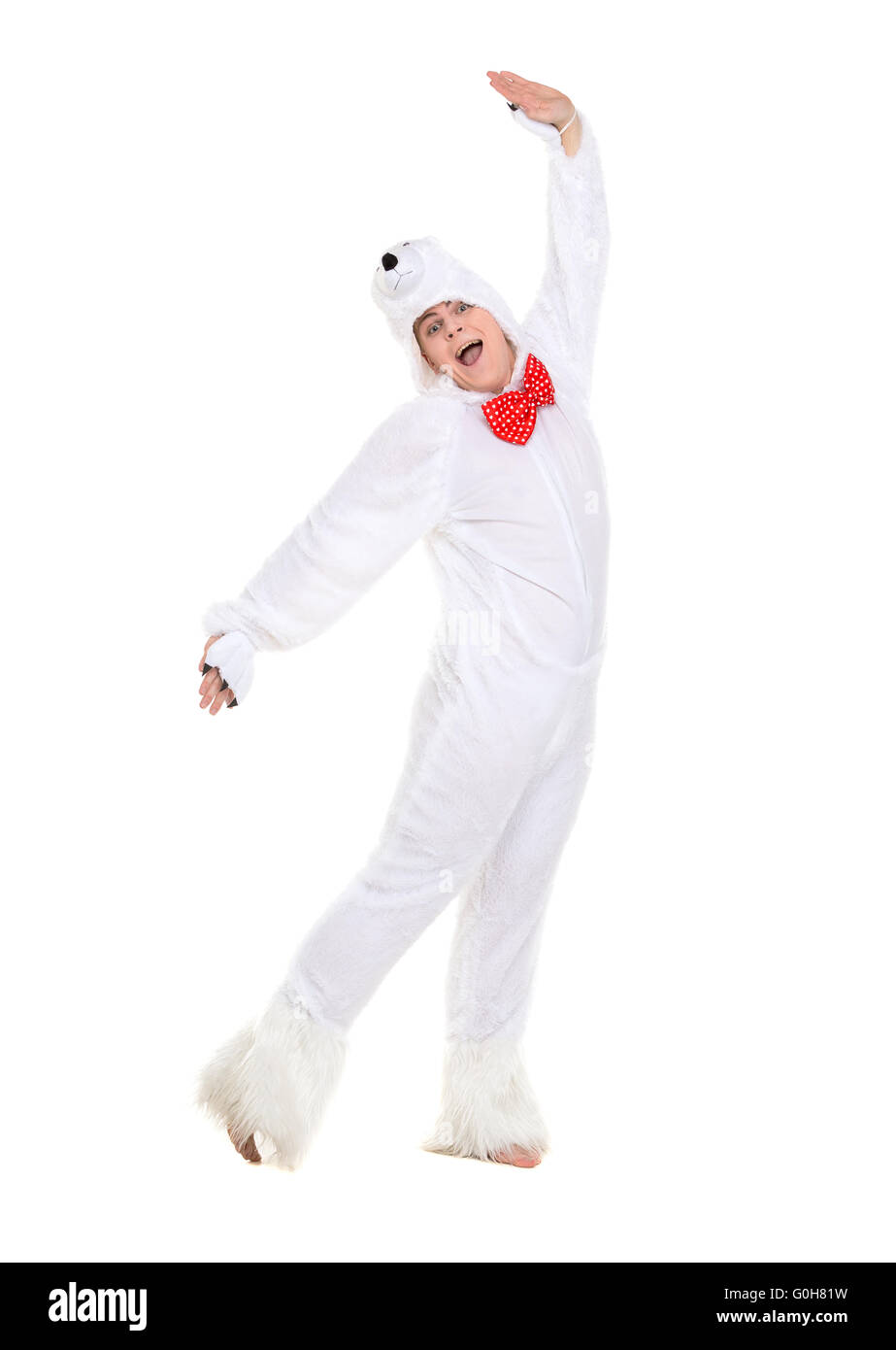 Actor Dressed as Polar Bear Stock Photo