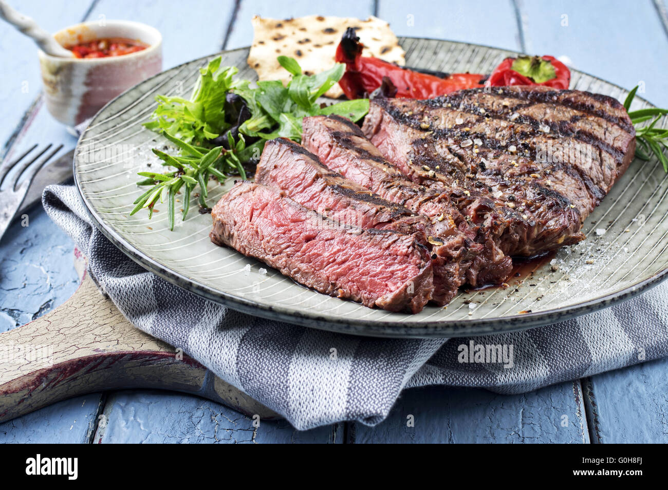 Charolais Steak on Plate Stock Photo