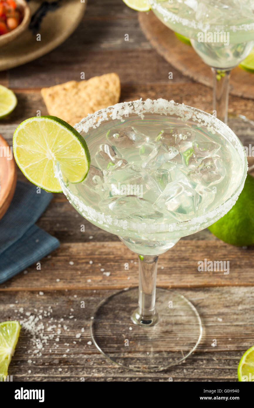 Refreshing Homemade Classic Margarita with Lime and Salt Stock Photo