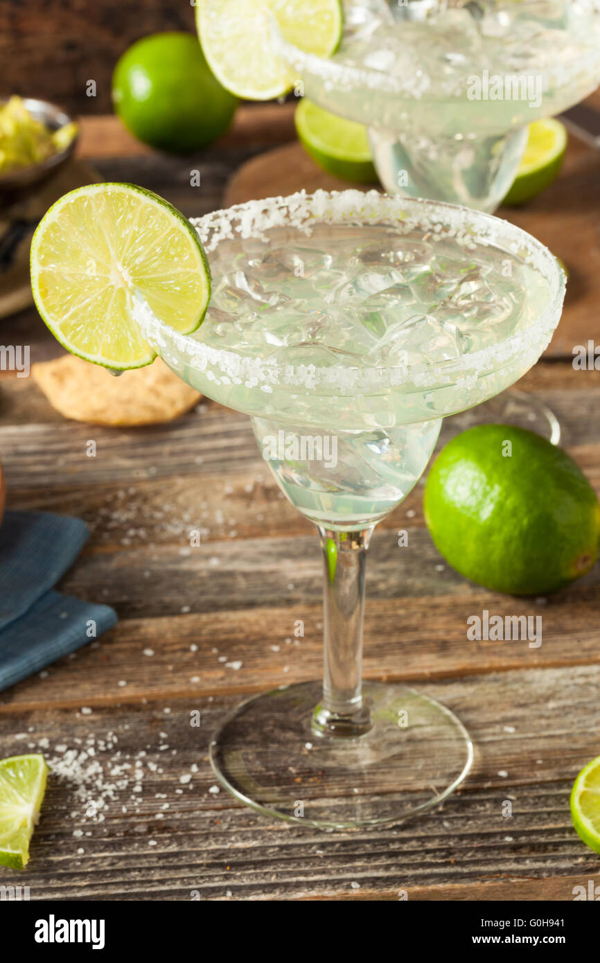 Refreshing Homemade Classic Margarita with Lime and Salt Stock Photo