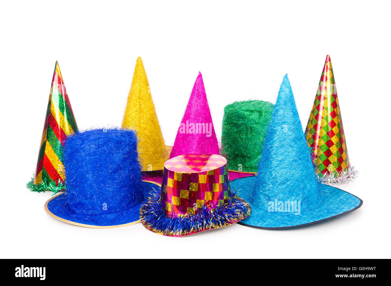 Party hats isolated on the white background Stock Photo - Alamy