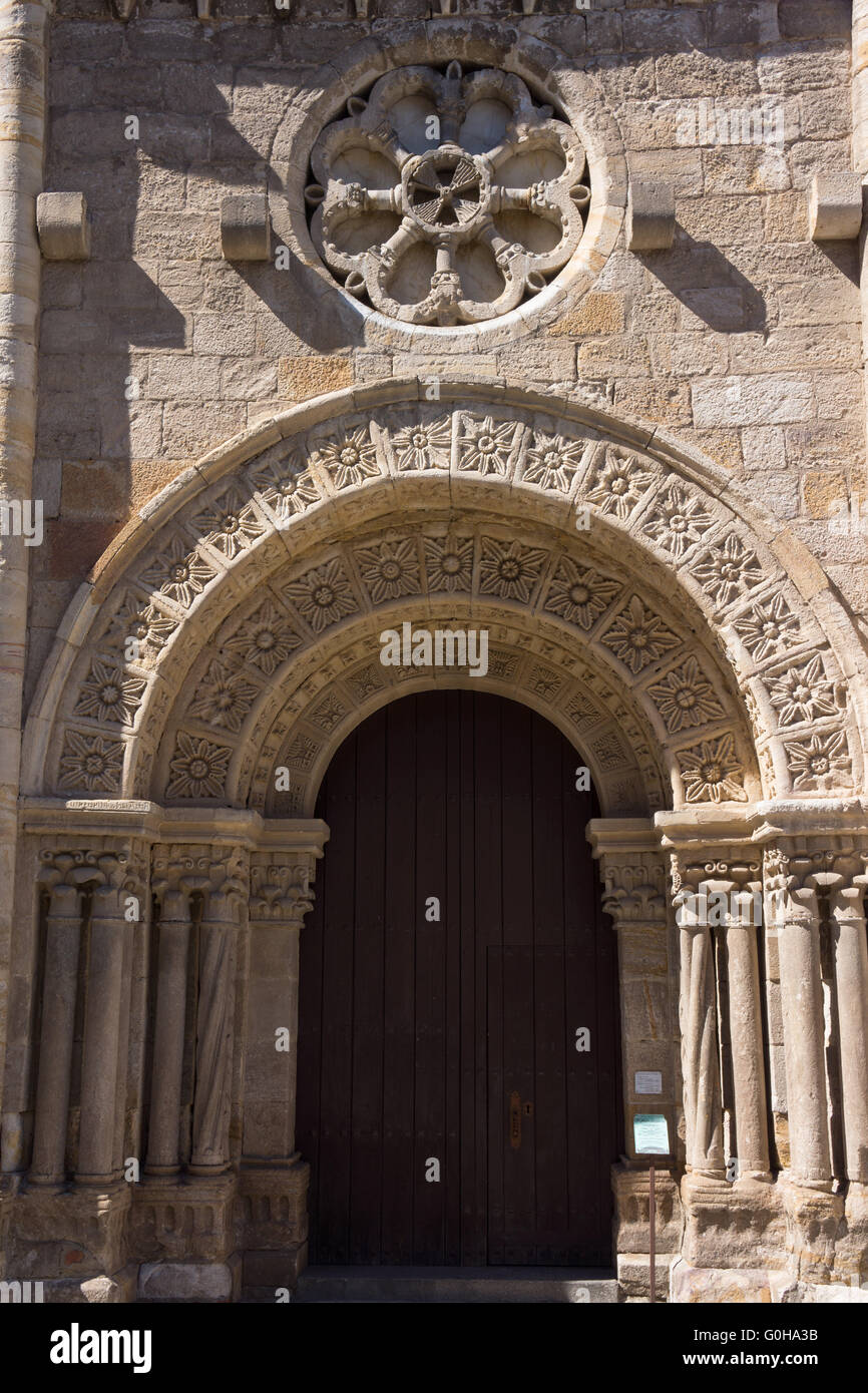 The entrance to Iglesia de San Juan Bautista Zamora Stock Photo
