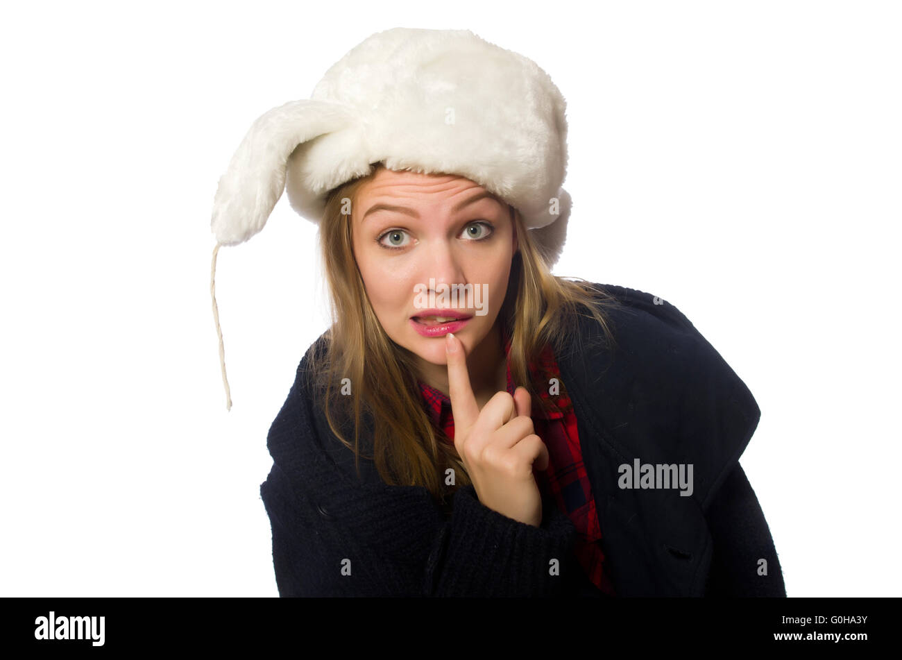 Woman with hat in funny concept Stock Photo - Alamy