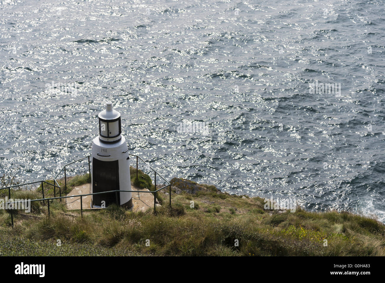 A beacon on the coast of the English Channel Stock Photo