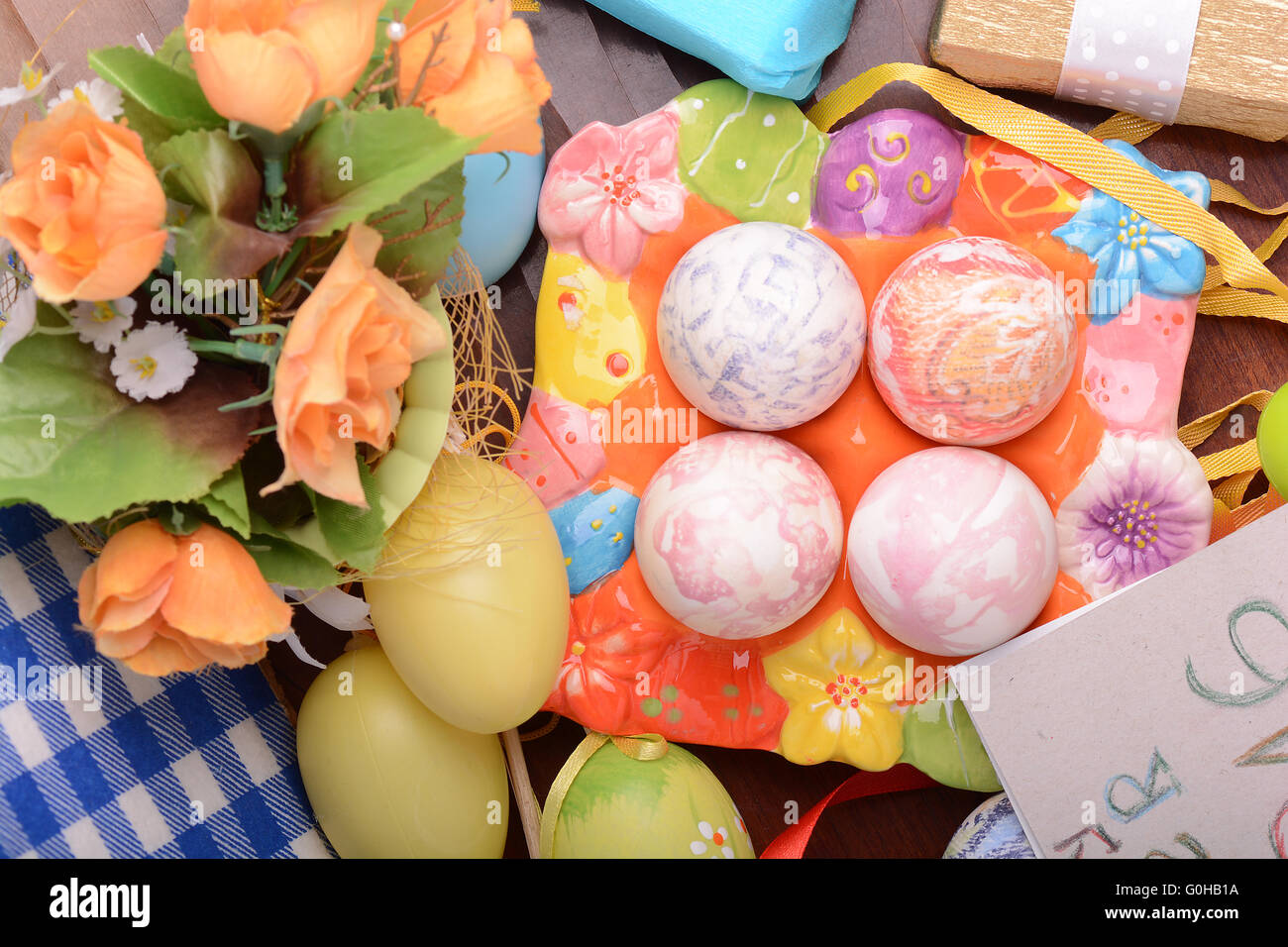 Easter decoration with eggs Stock Photo
