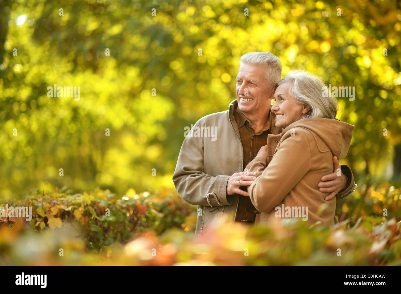 Couple in autumn park Stock Photo - Alamy