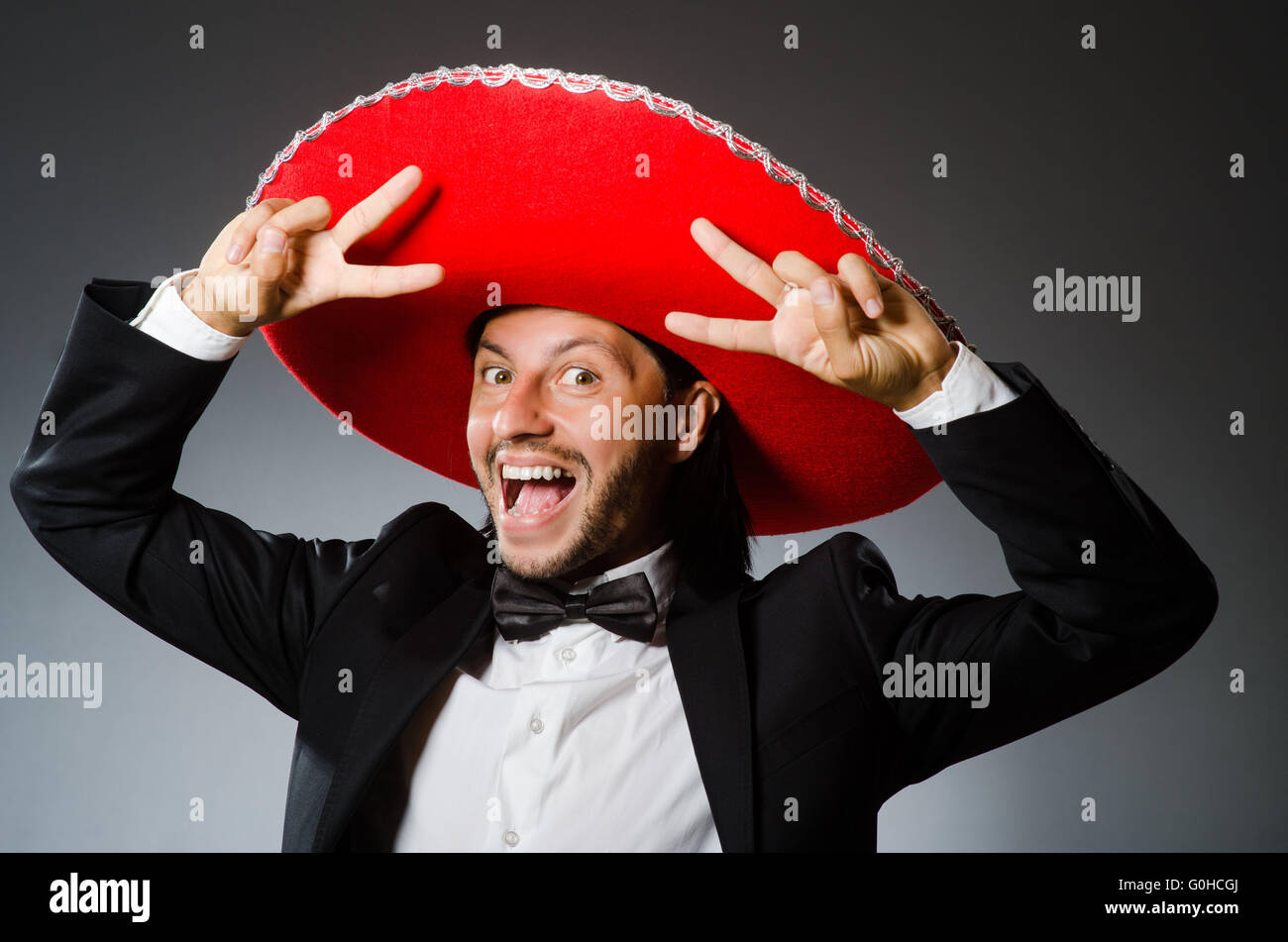 Young mexican man wearing sombrero Stock Photo Alamy