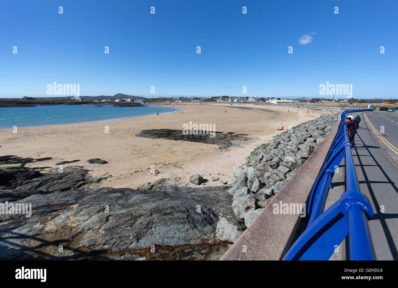 The Wales and Anglesey Coastal Path in North Wales. Picturesque view of Trearddur Bay Beach. Stock Photo