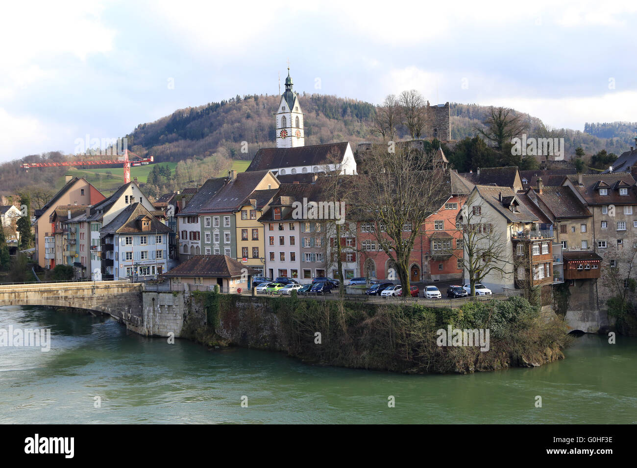 Laufenburg (Switzerland). View from Germany over the river Rhein Stock Photo