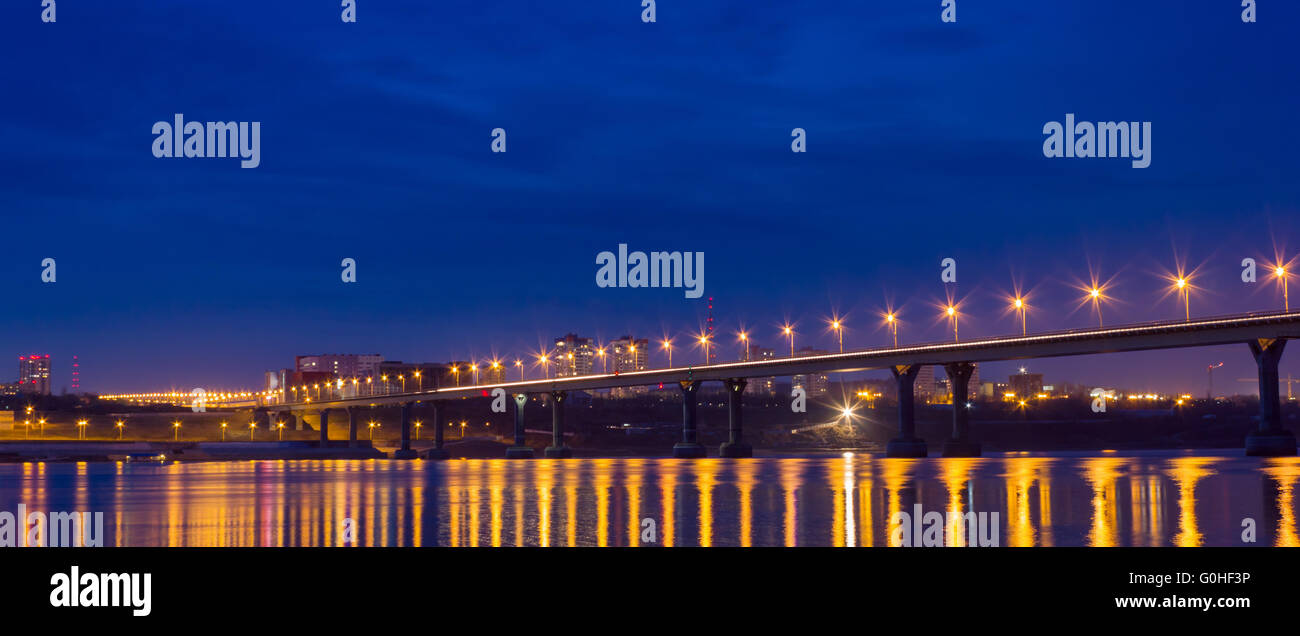 Reflection lights of the night city in a big river Stock Photo - Alamy