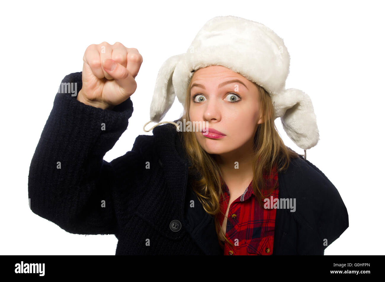 Woman with hat in funny concept Stock Photo - Alamy