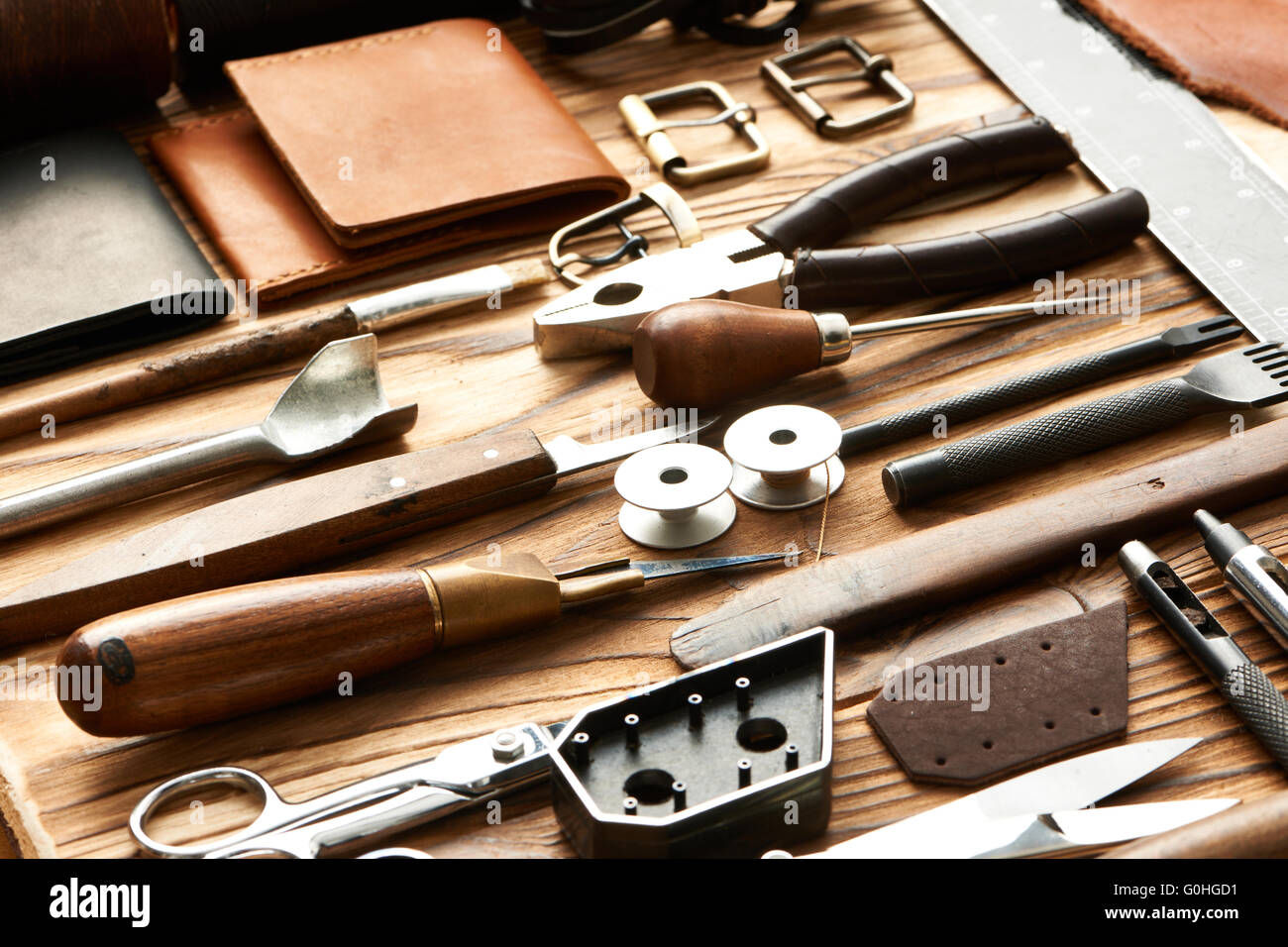 Leather crafting tools Stock Photo Alamy