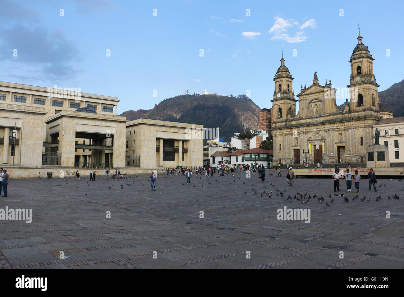 Plaza Bolivar, La Candelaria, Bogota, showing the plaza, the Primatial ...