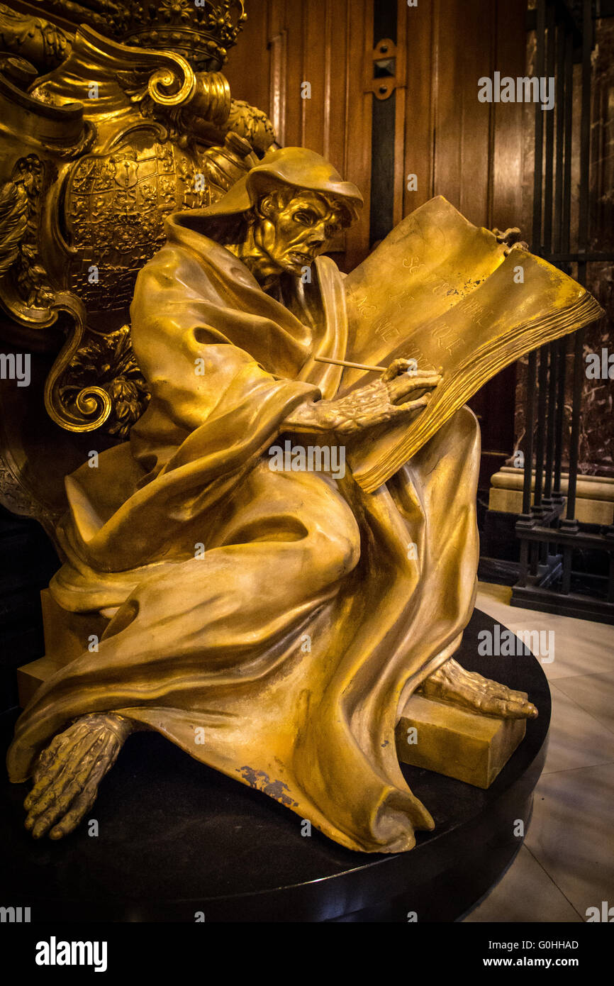 The Grim Reaper, a statue at the front of the tomb of Queen Sophia Charlotte of Hanover, Berliner Dom, Berlin Stock Photo