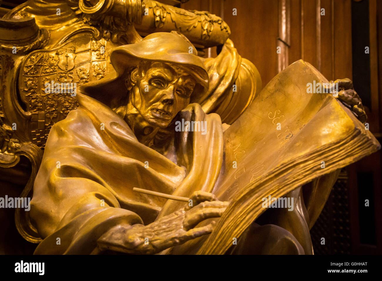 The Grim Reaper, a statue at the front of the tomb of Queen Sophia Charlotte of Hanover, Berliner Dom, Berlin Stock Photo