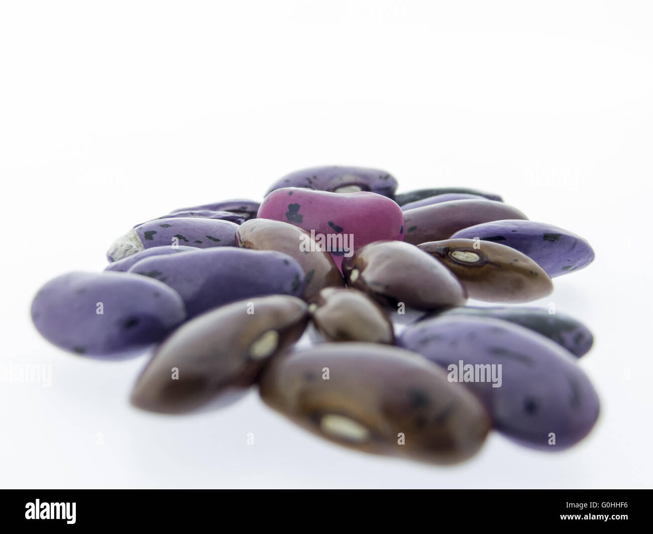 climbing beans, fire beans on white background Stock Photo