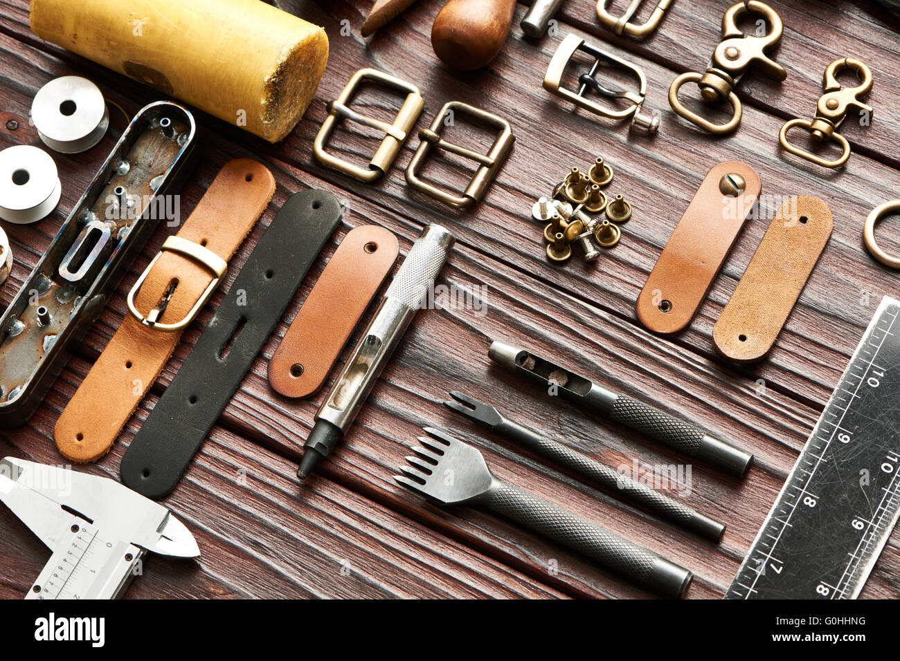 Leather crafting tools Stock Photo Alamy