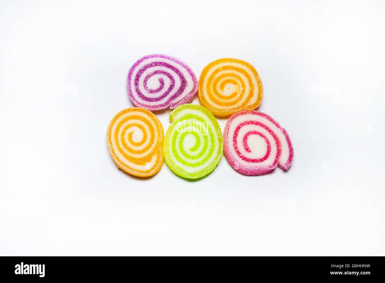 Colorful jelly candies on white Stock Photo