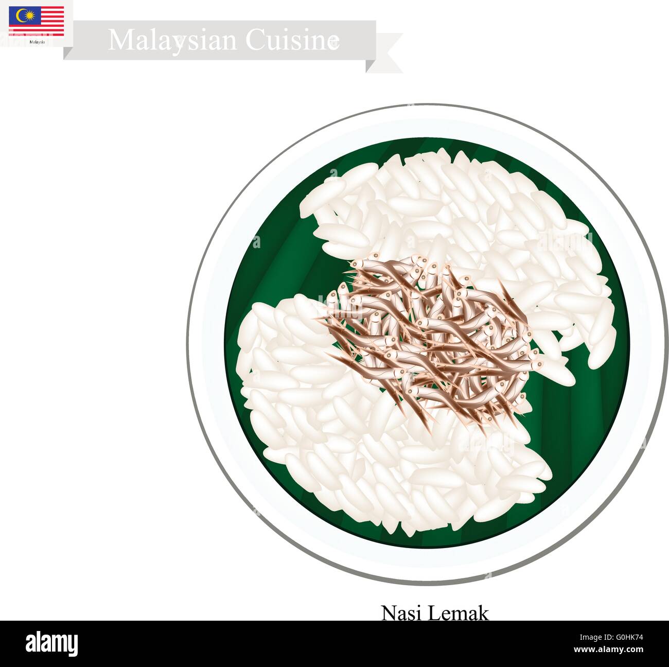 Malaysian Cuisine, Nasi Lemak or Steamed Rice Cooked in Coconut Milk