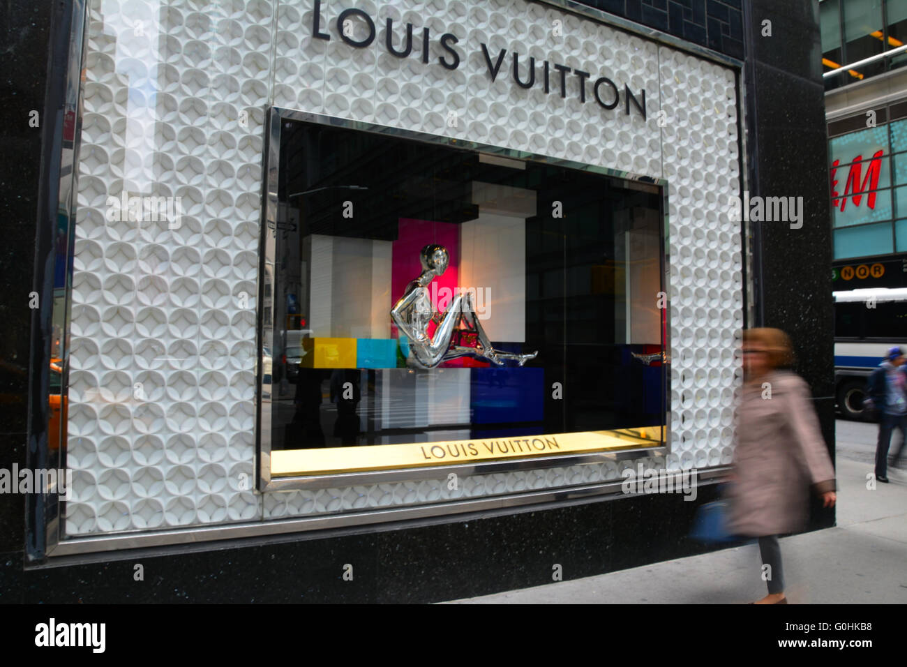 Louis Vuitton window display at Bloomingdale's. NYC, USA Stock