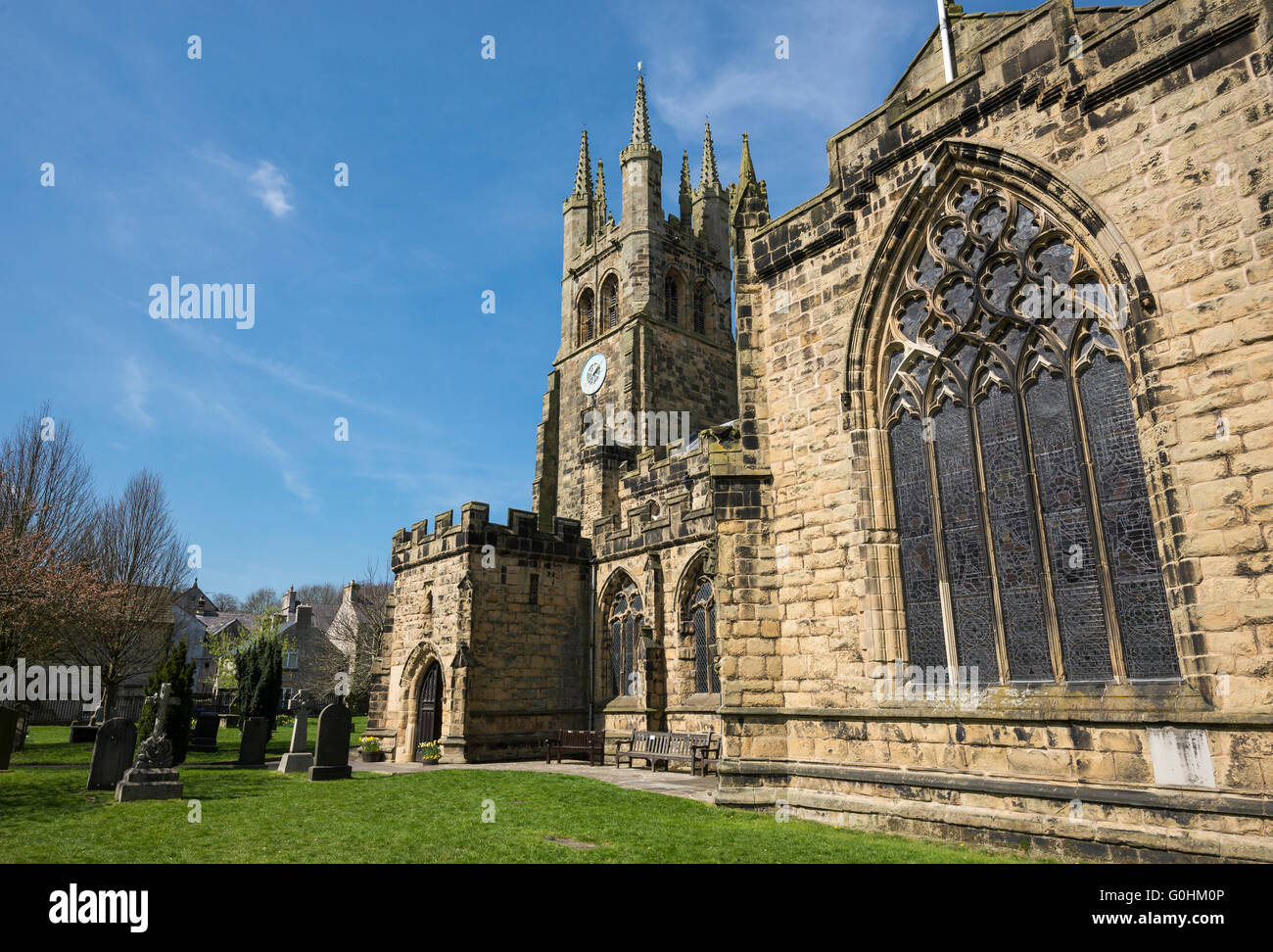 Tideswell church (Cathedral of the Peak) in Derbyshire. A sunny spring day. Stock Photo