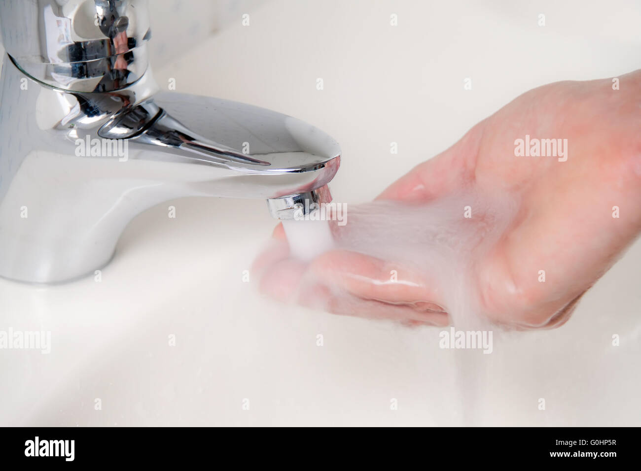 Wash hands. New protection against swine flu HN1 Stock Photo