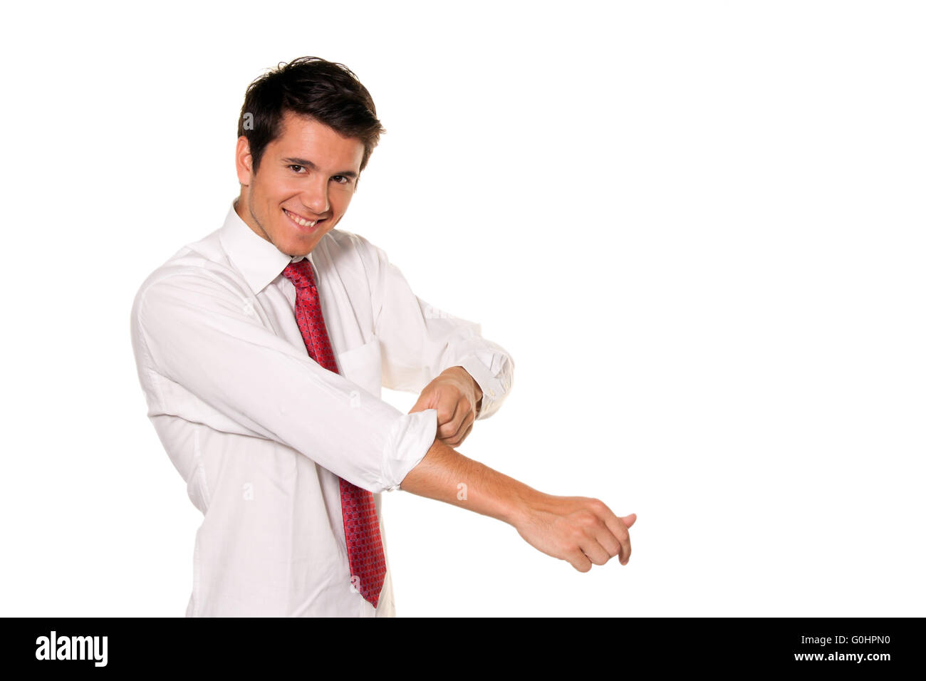 Successful, strong and powerful tackle. Shirt sleeves Stock Photo