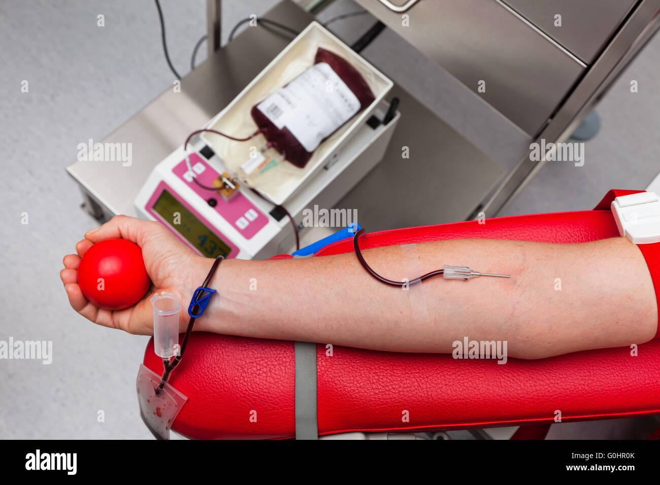 Blood from the blood donations in blood laboratory Stock Photo