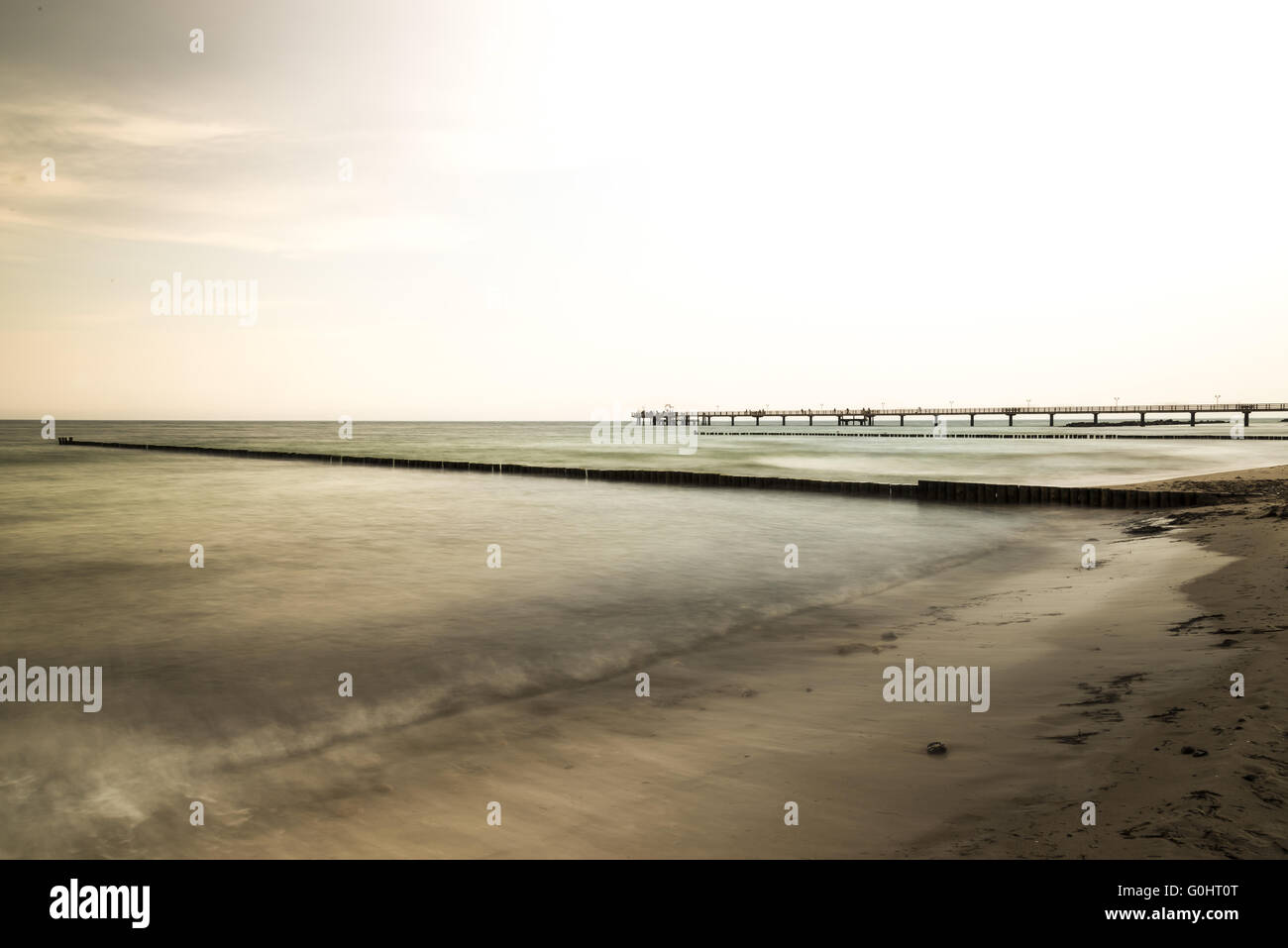 Groynes on coast of baltic sea Stock Photo