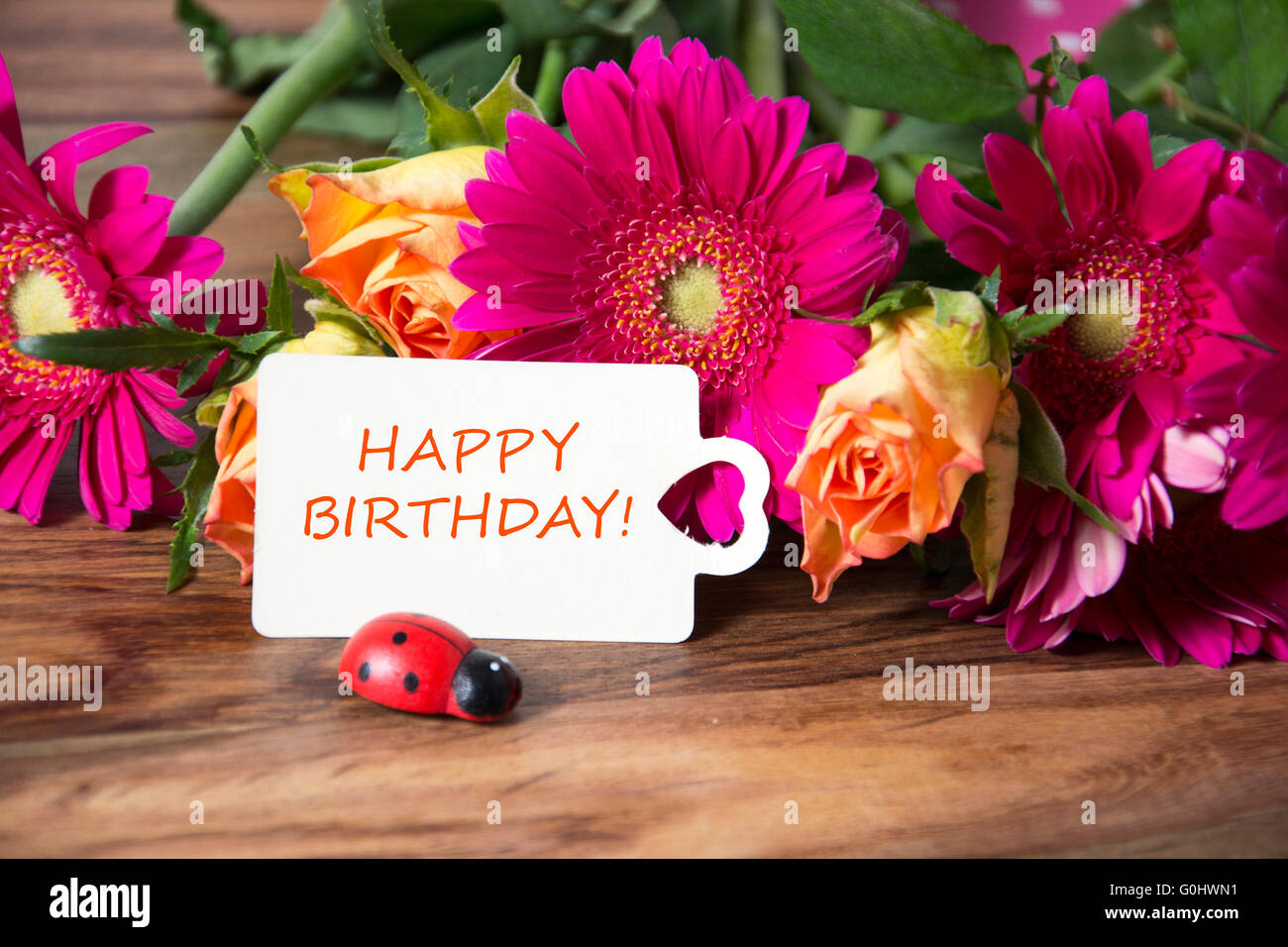 Happy birthday card pink gerbera hi-res stock photography and images - Page  3 - Alamy