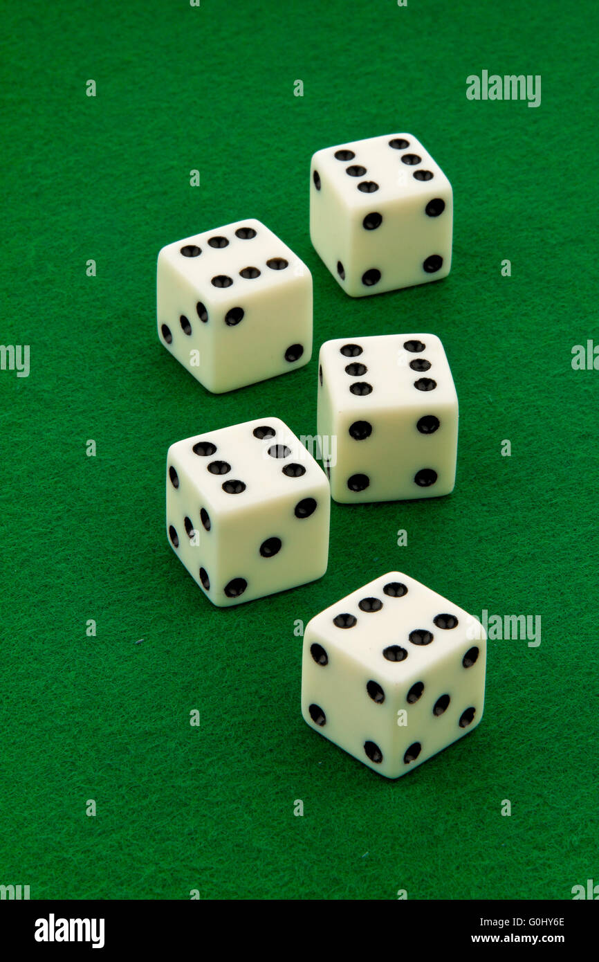 Cube of a game. Sixes. Happiness and success in the game. Stock Photo
