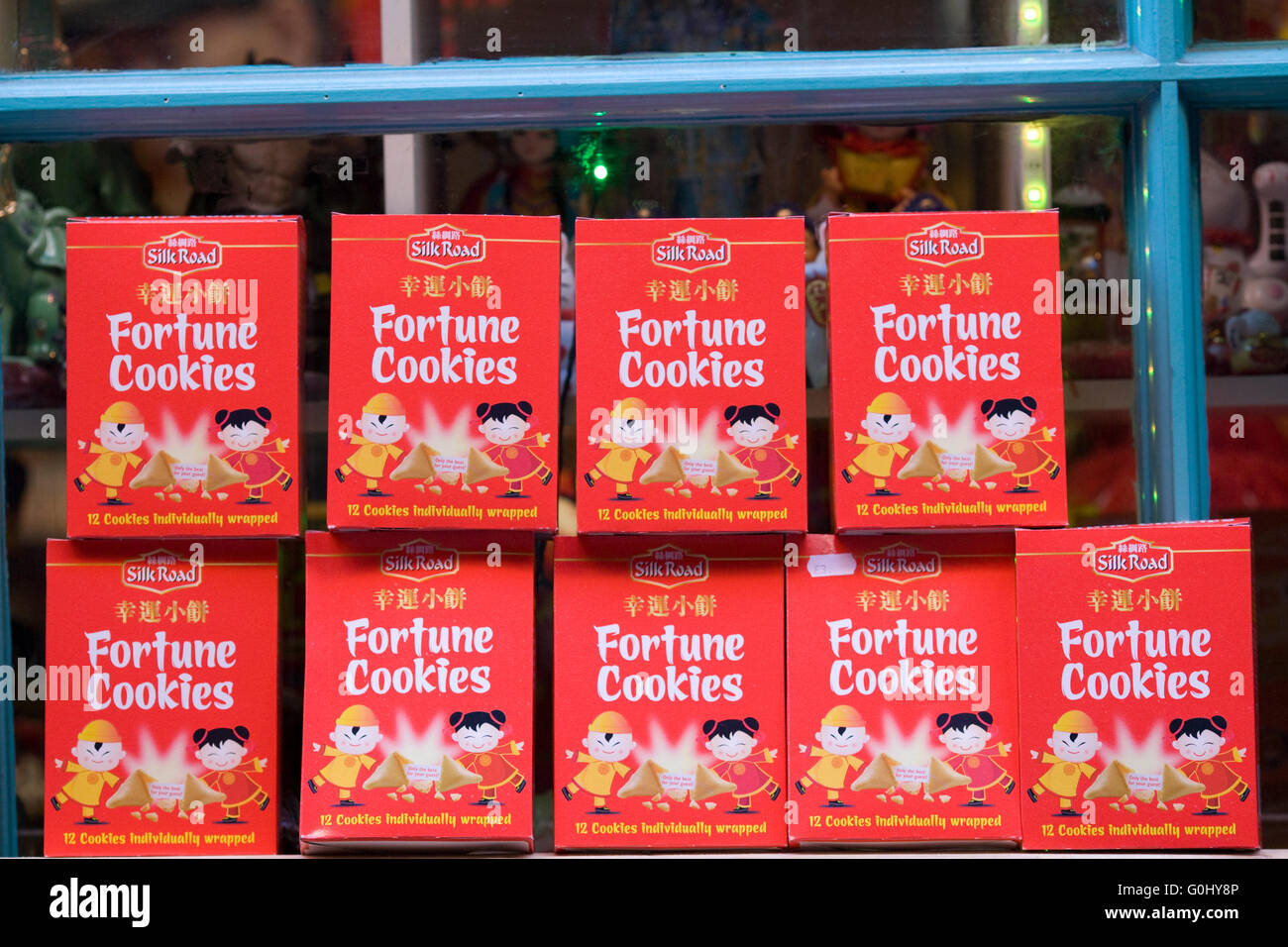 Shop Window Display Of Silk Road Fortune Cookies Stock Photo Alamy