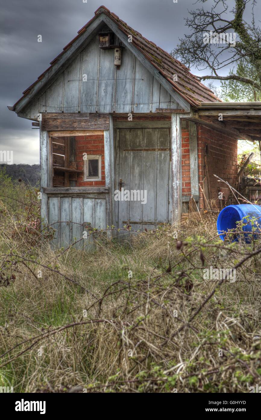 wooden shed in a beautiful landscape Stock Photo - Alamy