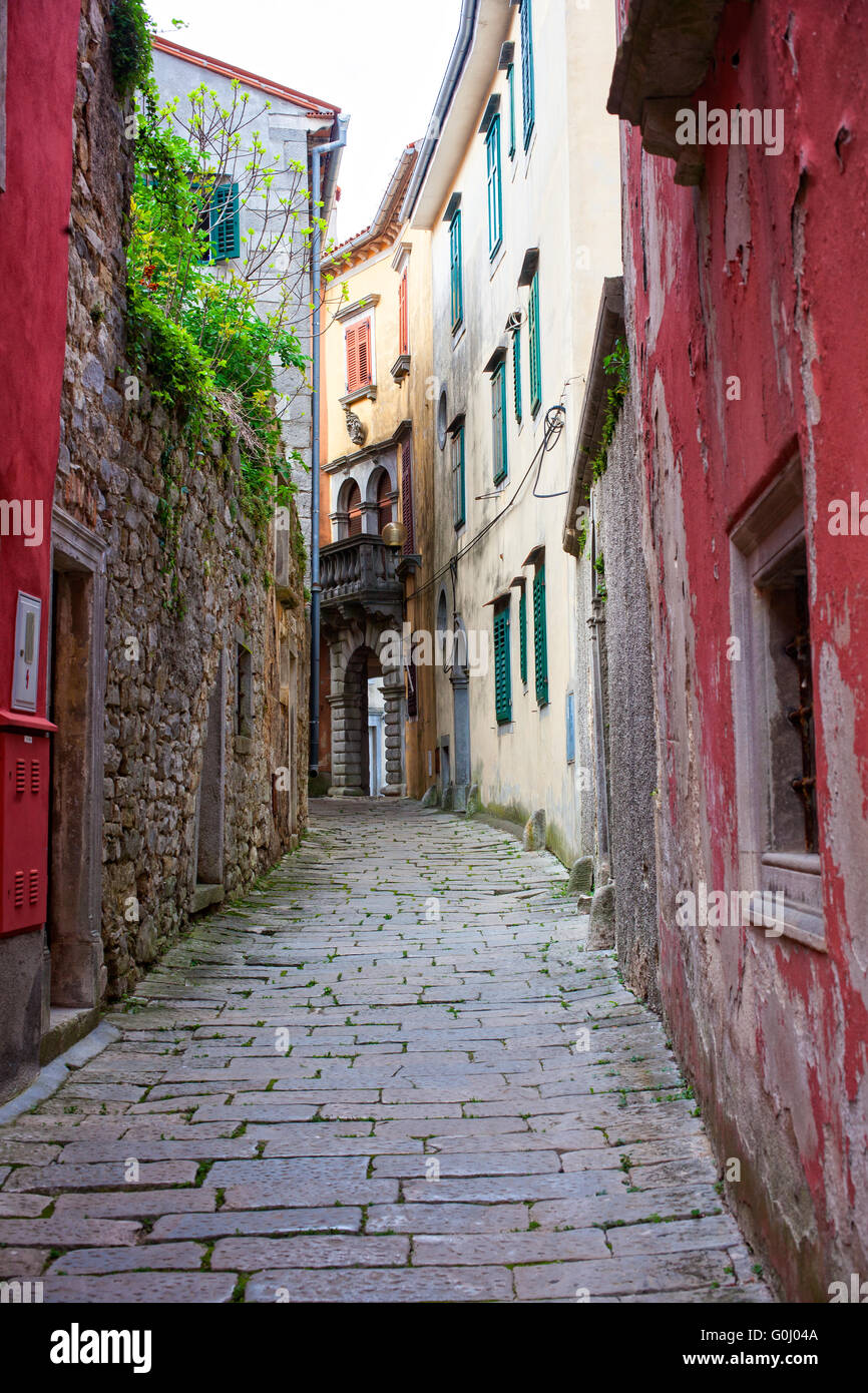 Alley of Labin, little town in Istria, Croatia Stock Photo
