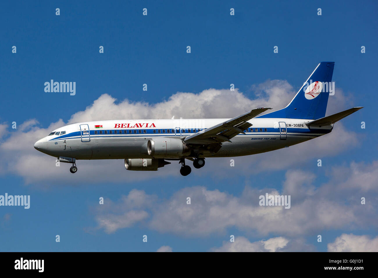 Belavia, Boeing 737 Belarusian Airlines approaches for landing, Prague