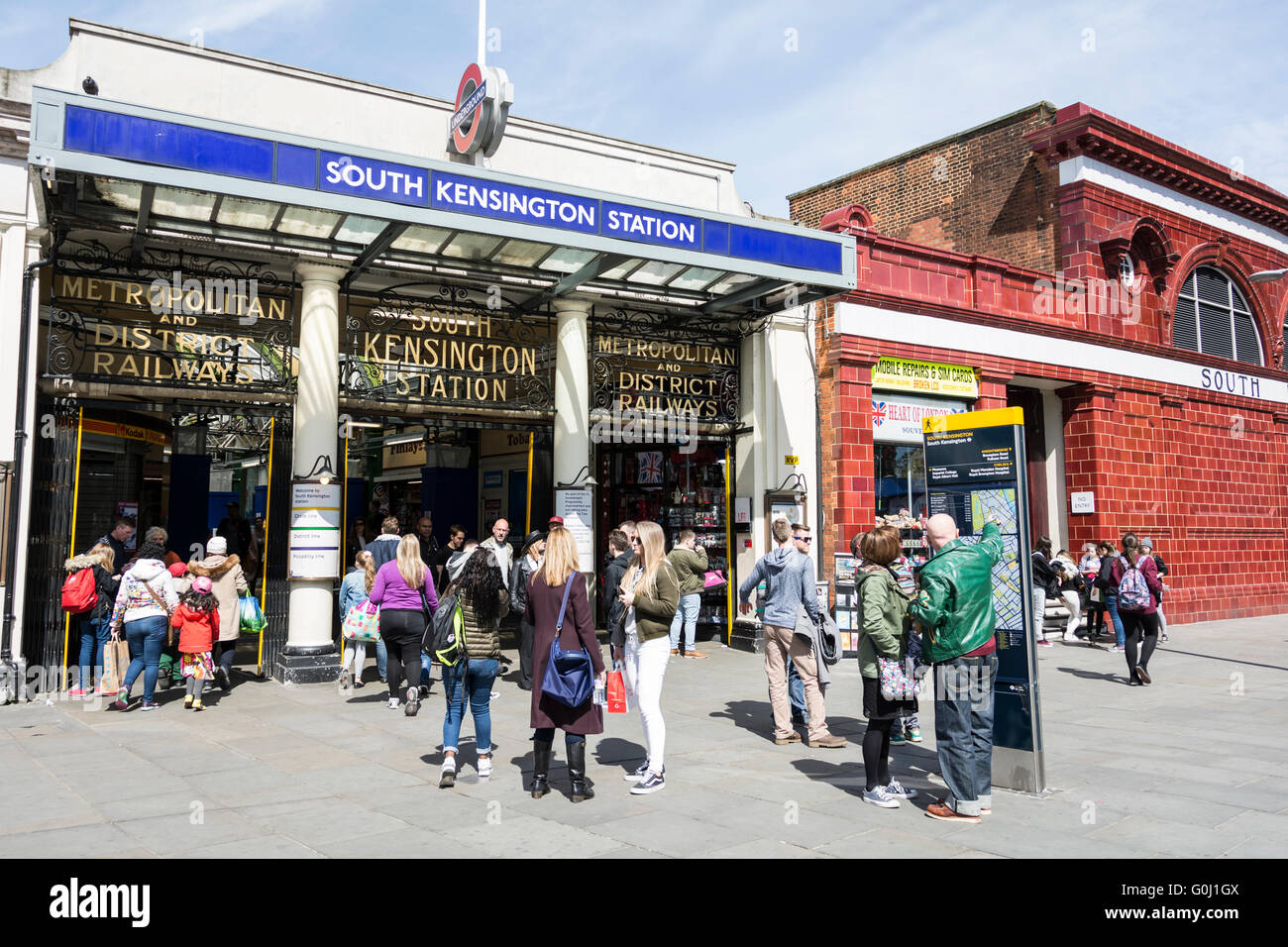 South Kensington Tube Station in South Kensington, London, England, UK