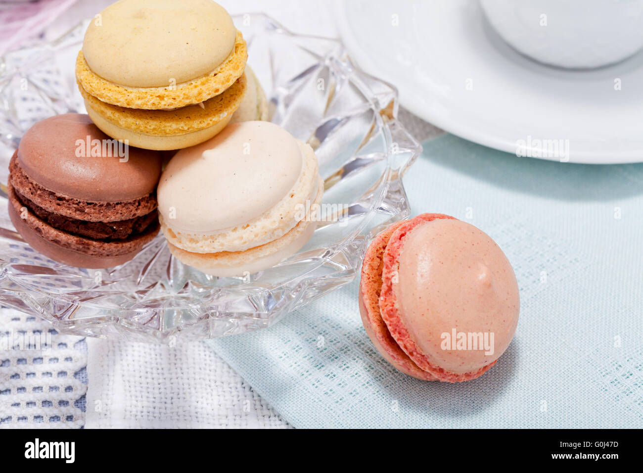 traditional delicious sweet  macarons  coffee Stock Photo
