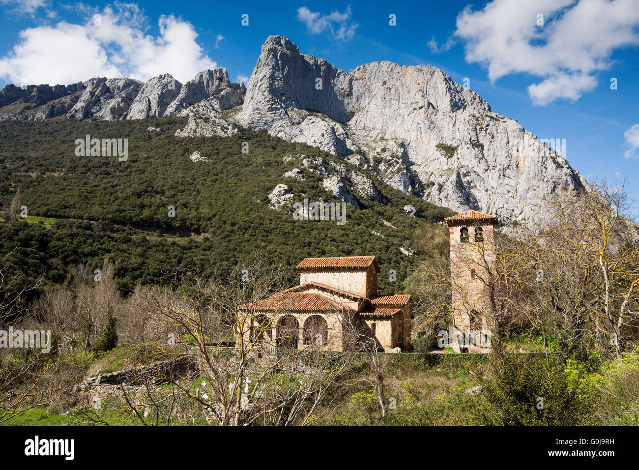 Mozarabic church of Santa Maria de Lebeña. Liébana region, Picos de Europa, Cantabria  Spain, Europe Stock Photo