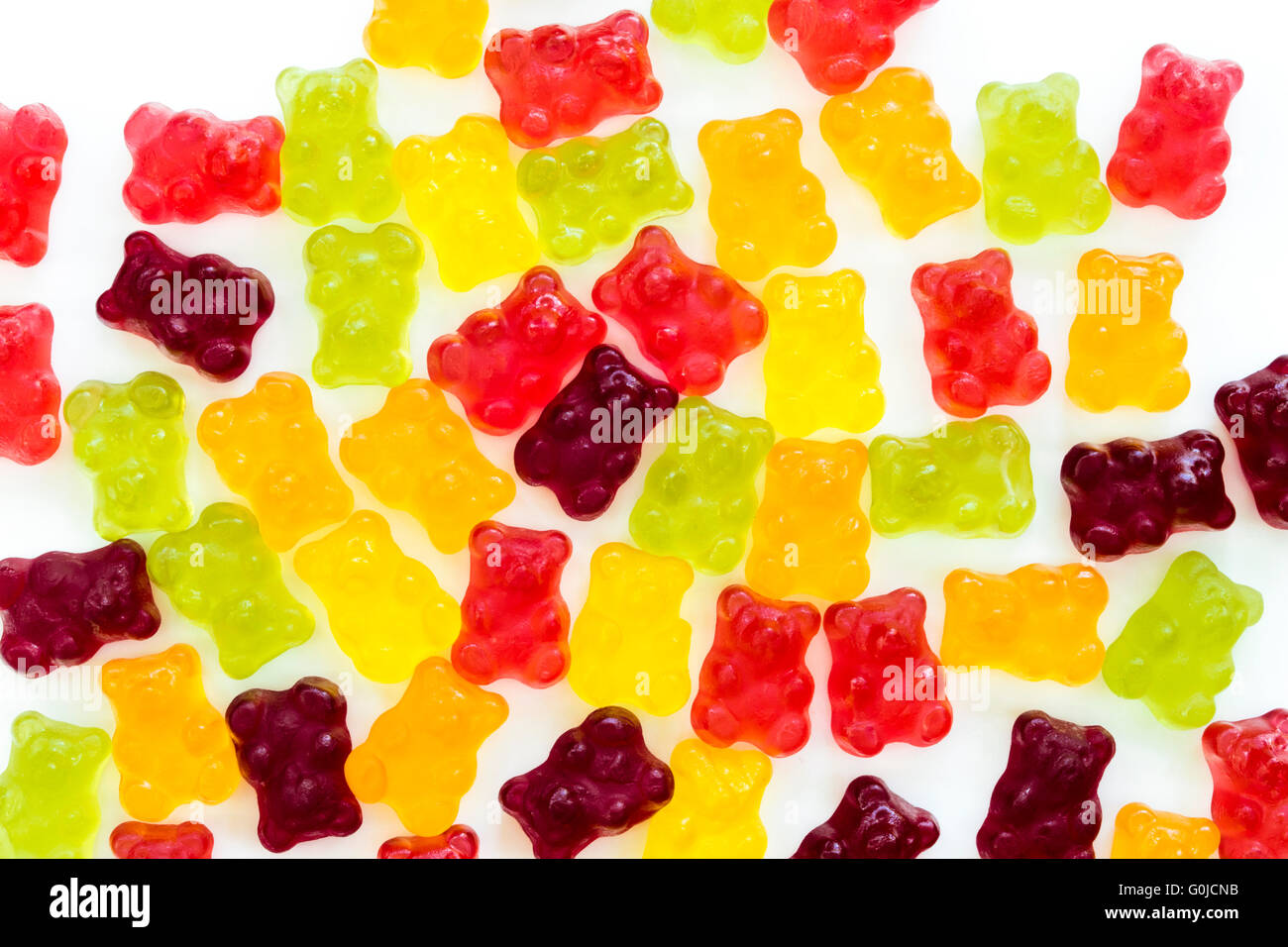 Detail of group of gummy bears with isolated background Stock Photo