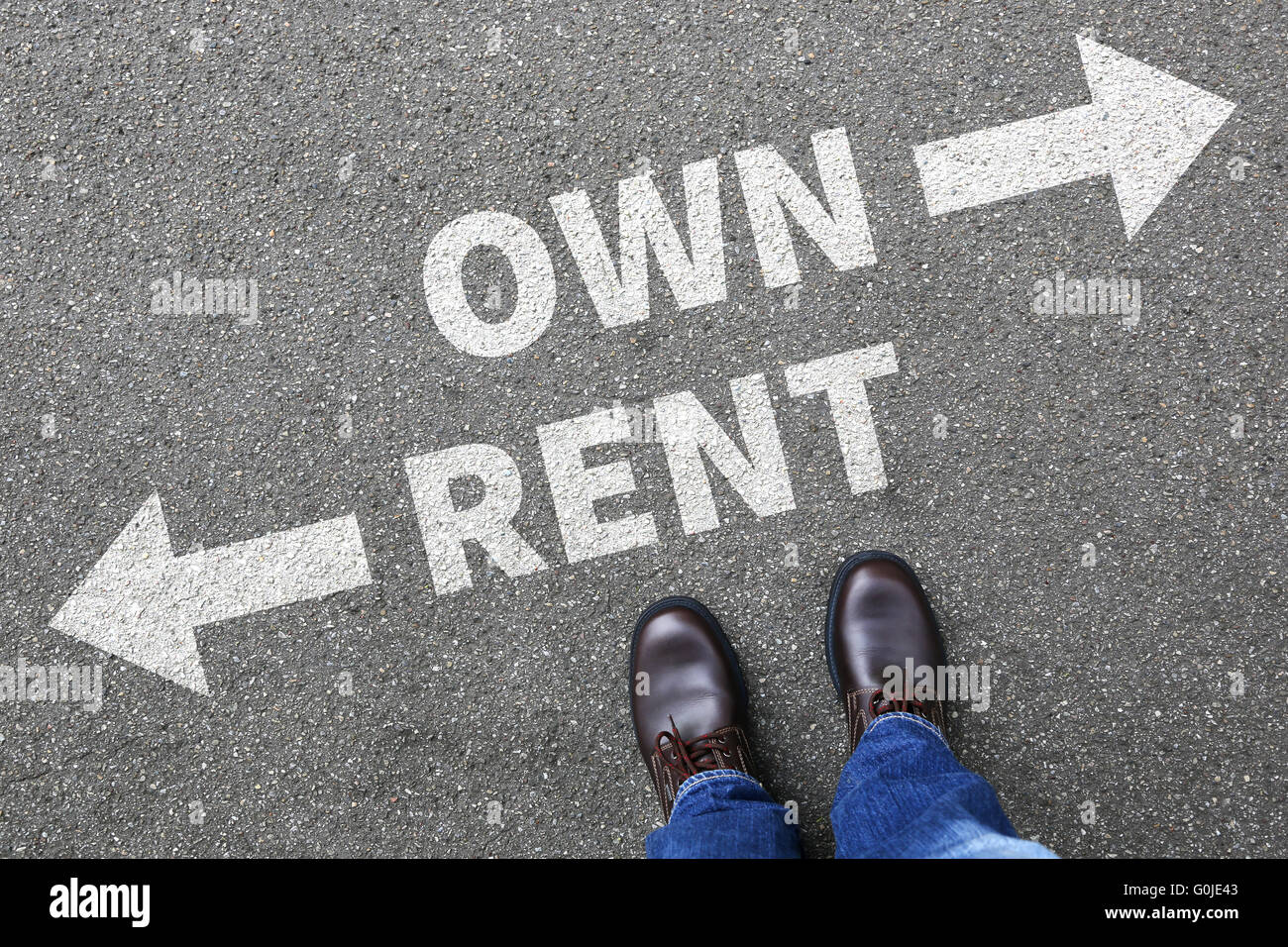 Rent or own ownership purchase real estate house apartment concept decision Stock Photo