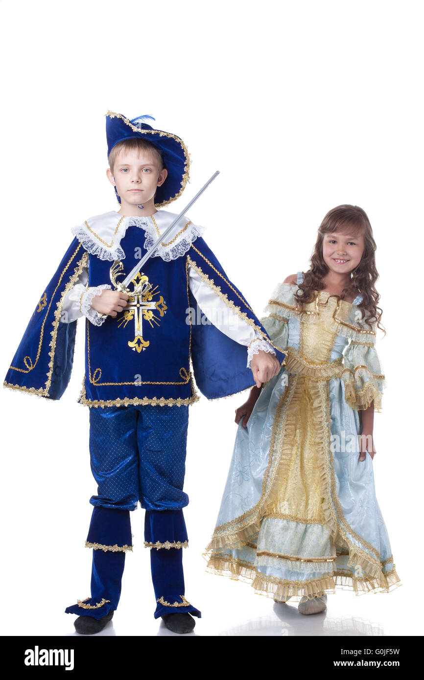 Image of brave musketeer and charming Cinderella Stock Photo