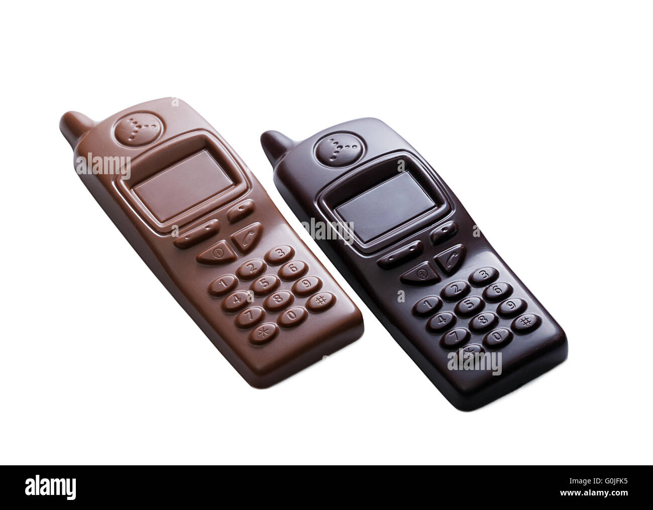 Cell phones made ??of dark and milk chocolate Stock Photo
