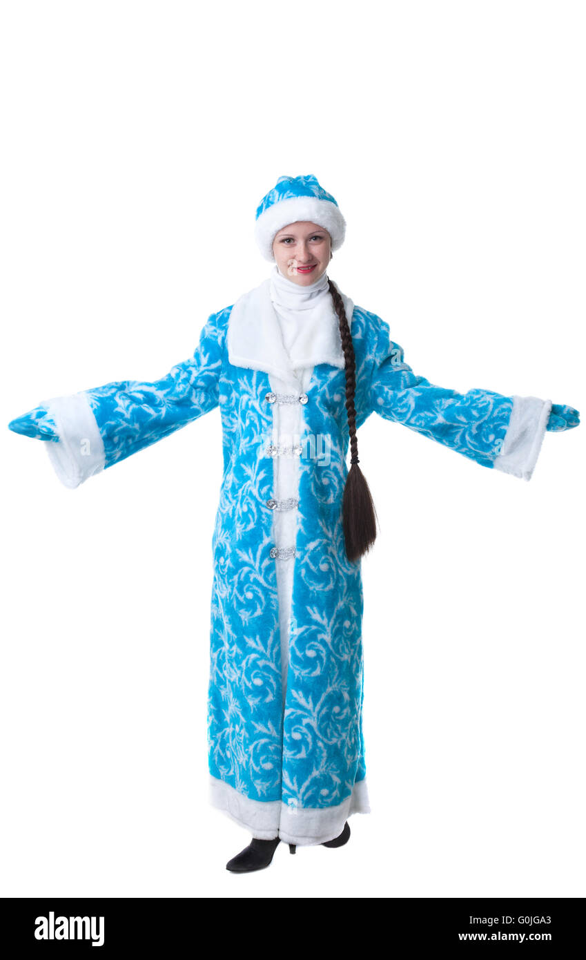 Studio shot of pretty girl dressed as Snow Maiden Stock Photo