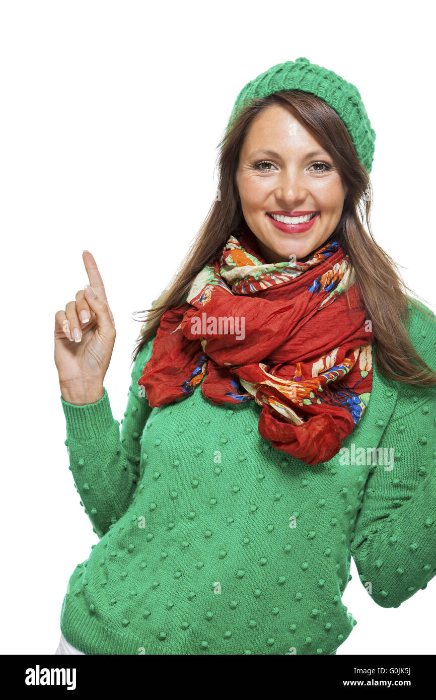 Excited exuberant pretty young woman Stock Photo